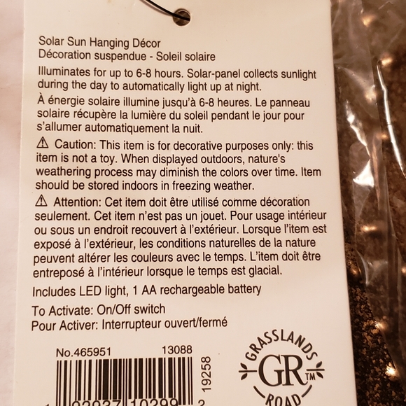 Solar Sun Hanging Decor - Picture 4 of 4